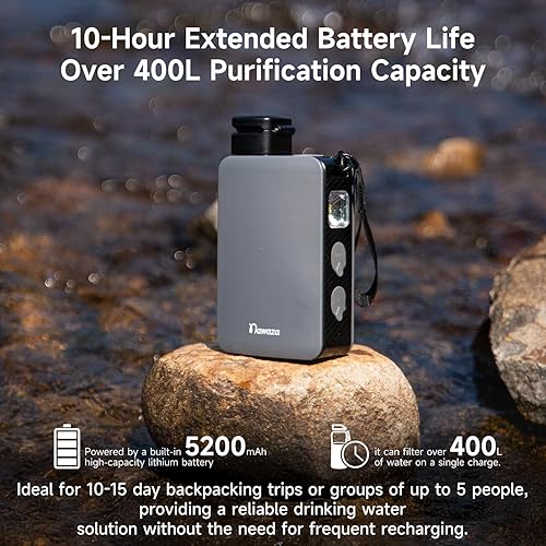 Miniatura 7 de Filtro de agua eléctrico portátil - Purificador de agua para acampar al aire libre de 0.01 micrones para senderismo, sistema de filtración de agua