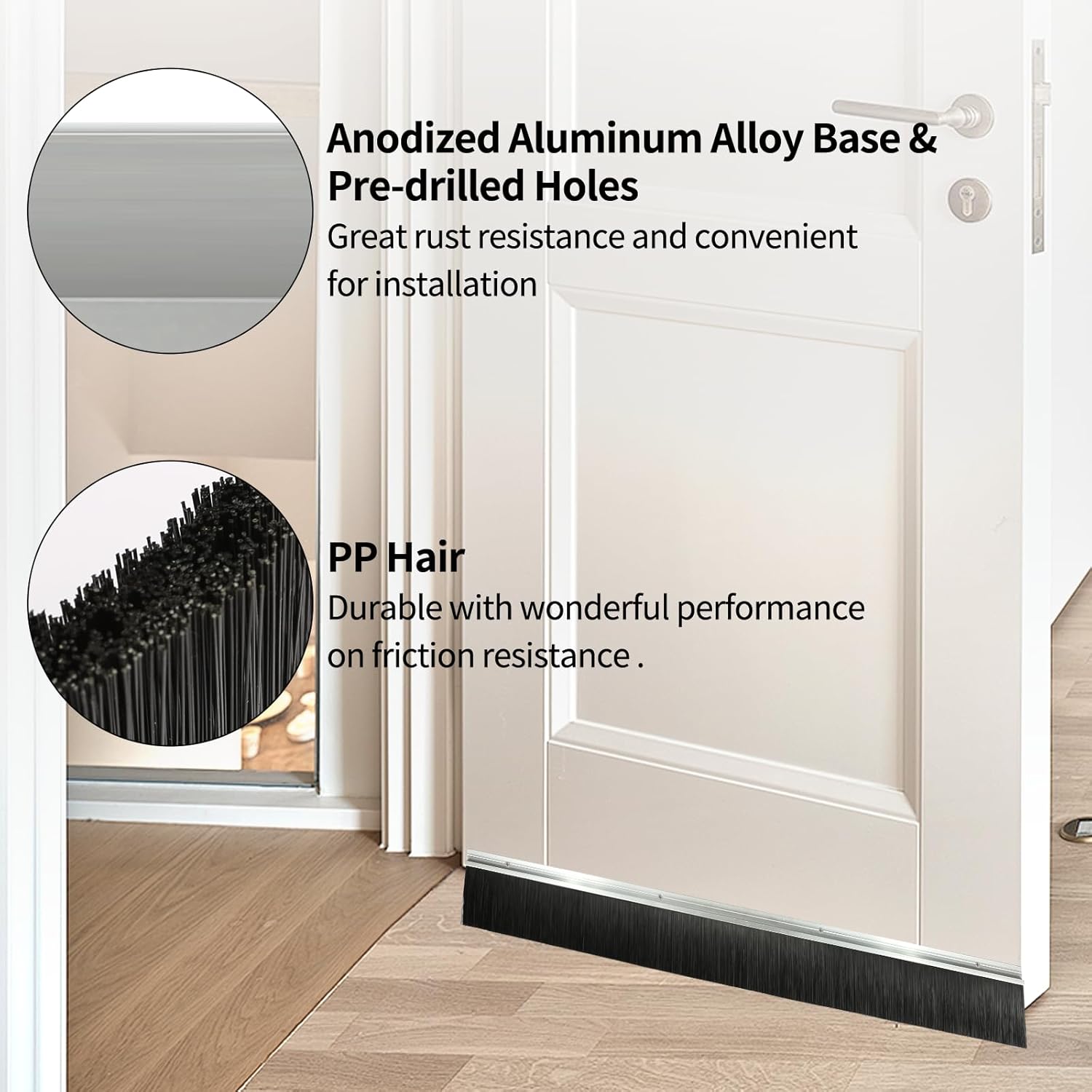 4 Sets 4+0.91 Inches Door Brush Sweep Seal Roll Up & Garage Door Sweeps Bottom Kit Easy Mounting (4 in, 4)