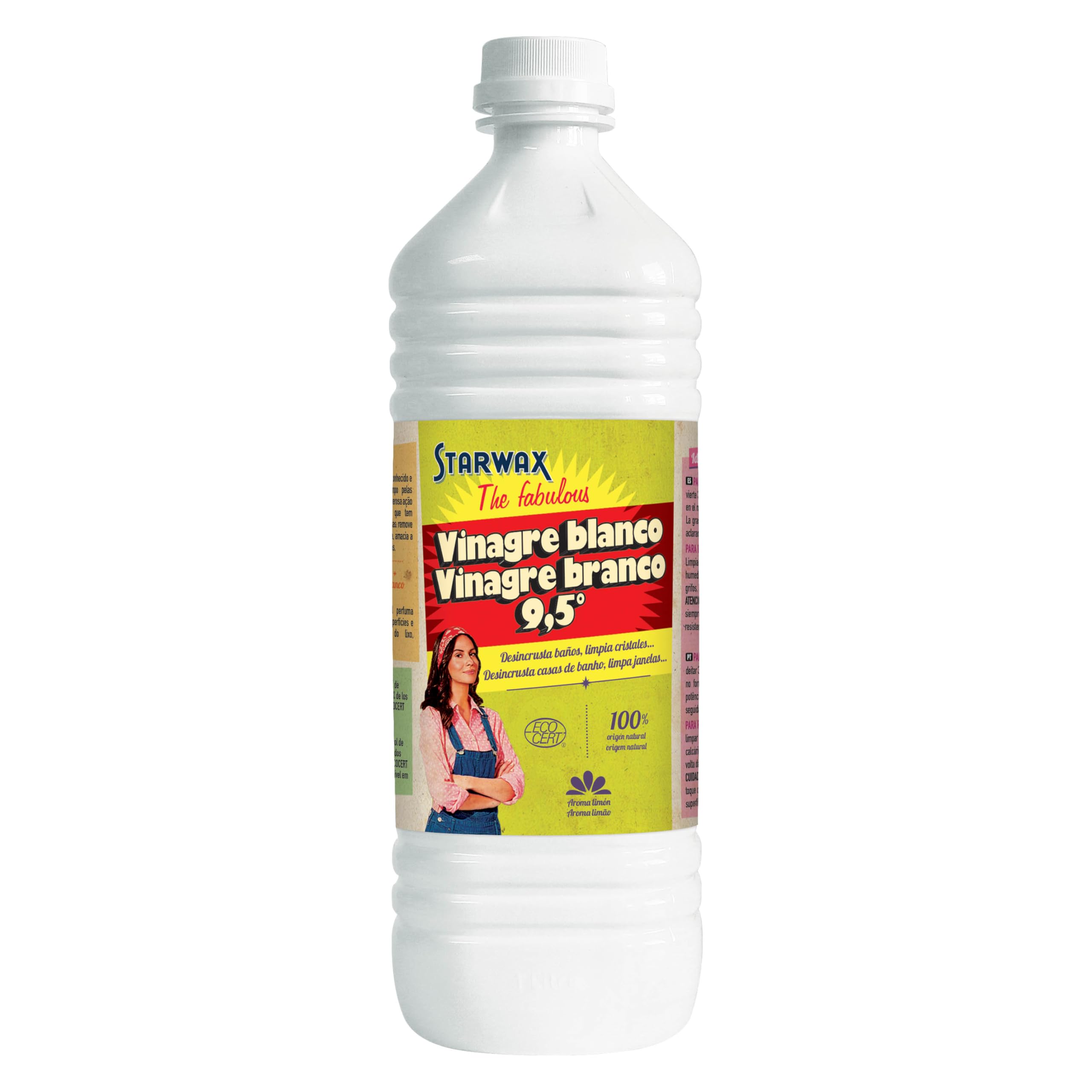STARWAX THE FABULOUS Vinagre Blanco 14° Muy Concentrado 1L Elimina Cal Limpia Abrillanta 100% Natural