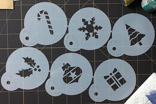 Miniatura 4 de Designer Stencils Plantillas navideñas para cupcakes y galletas, beigesemitransparente, se adapta a círculo de 2 pulgadas