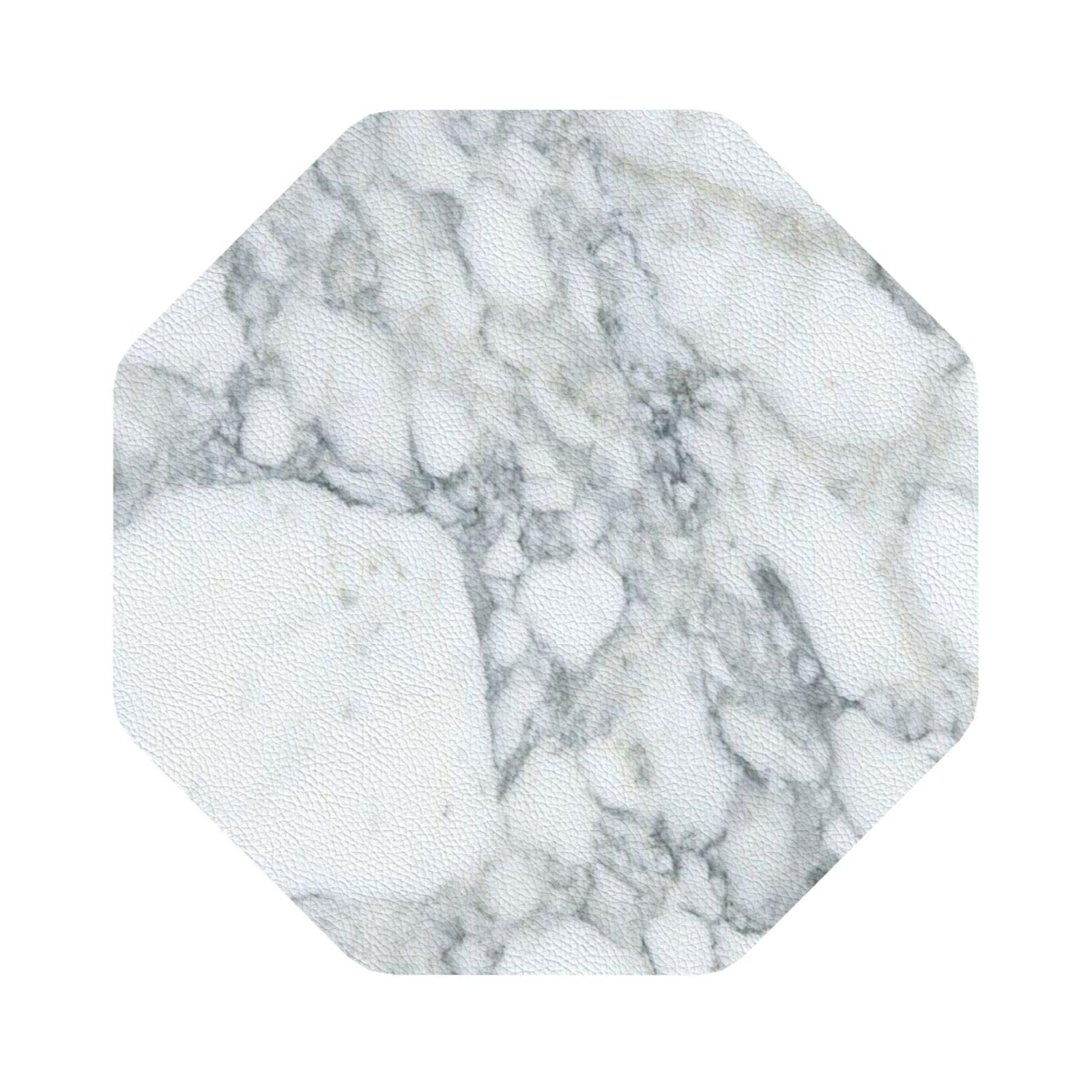 Black textured marble PU Leather Coasters Set of 6 Octagon Drink Coasters