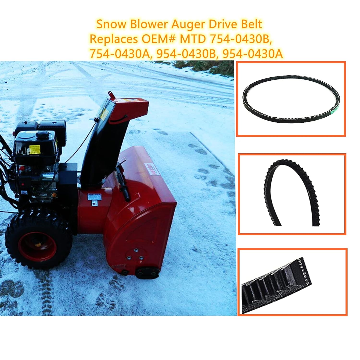review 954-0430 754-0430 Auger Drive Belt for MTD Cub Cadet Troy Bilt 2-Stage Snow throwers Replaces 754-0430A 954-0430A 954-0430B 3/8