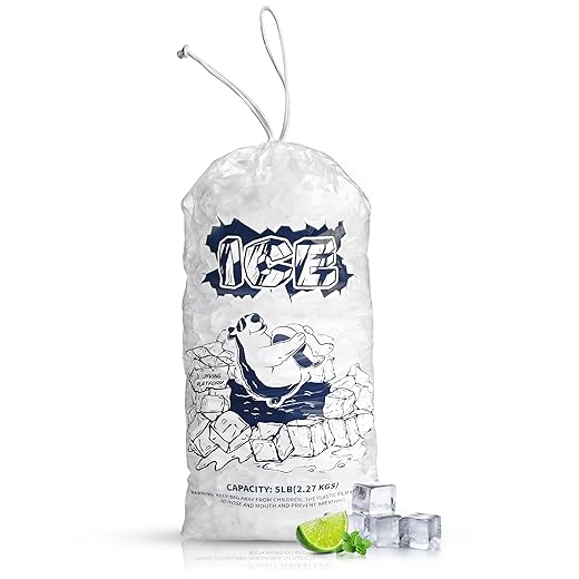 Ice Bags 5lb with Drawstring,50 Pack Plastic Ice Bags for Ice Storage
