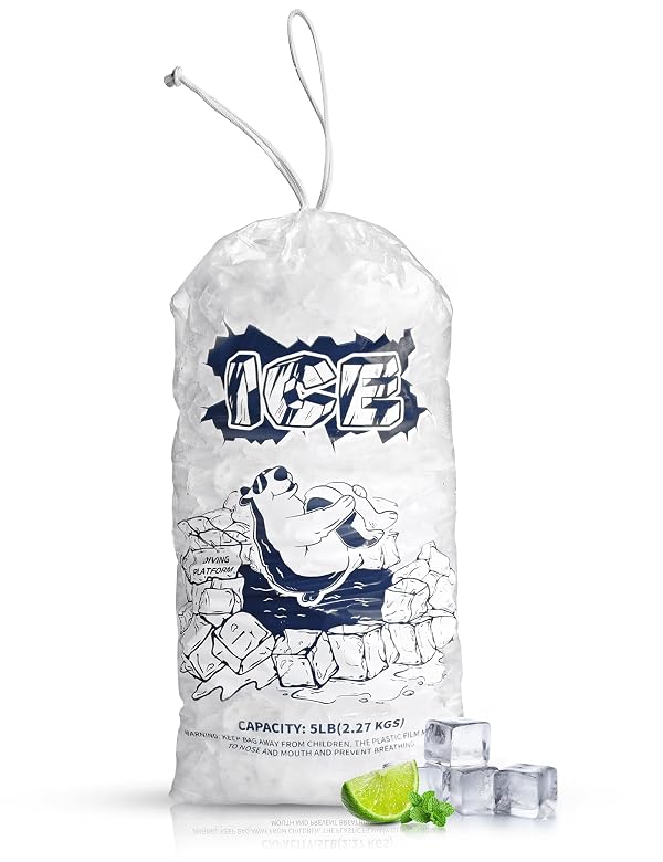 FireKylin Ice Bags 5lb with Drawstring,50 Pack Plastic Ice Bags for Ice Storage by FireKylin - Used condition - US$8.90