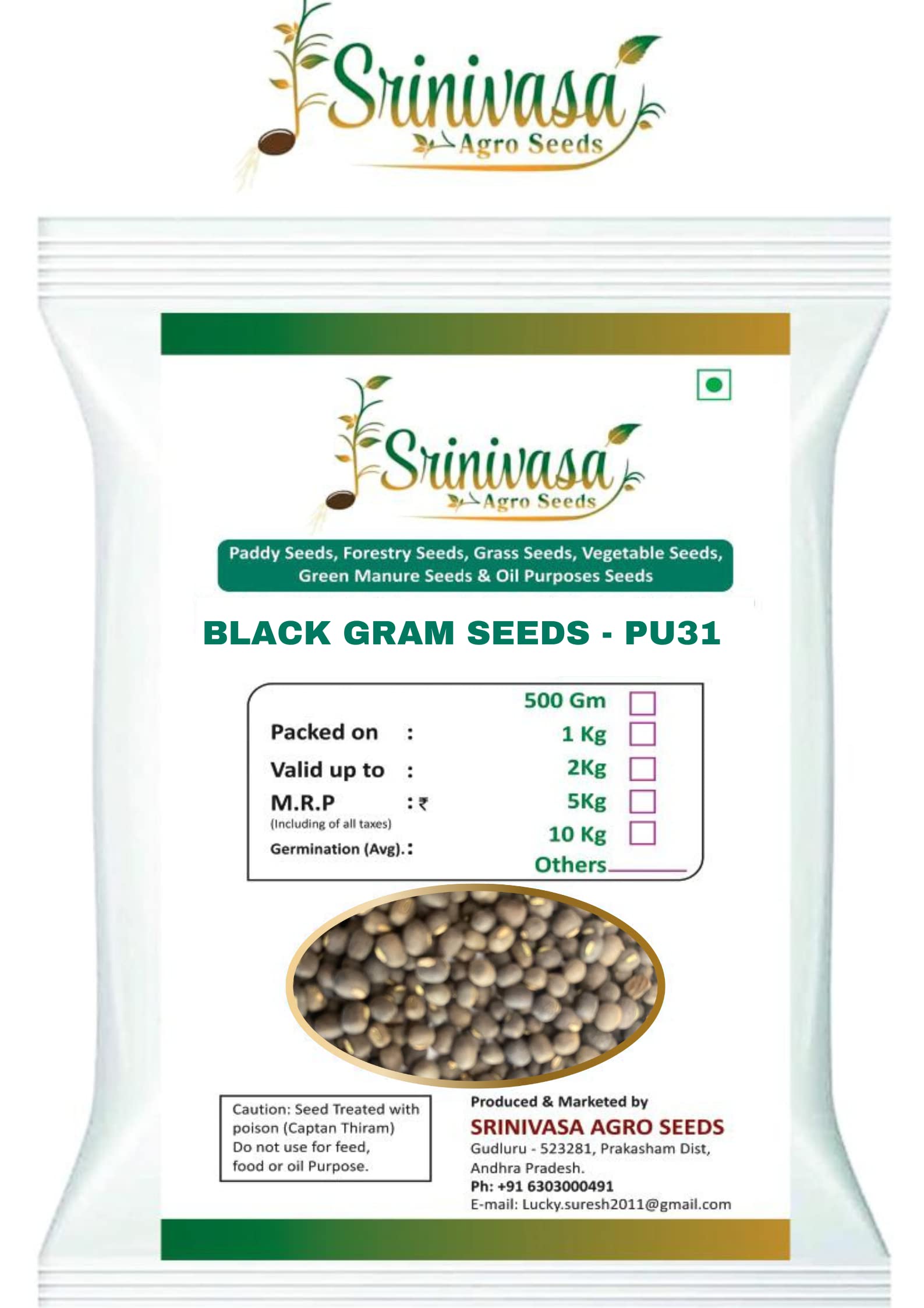 Srinivasa Agro Seeds Black Gram PU31 Seed | Natural Black Bean Seeds for Farming (500 gm) (B0C2HGNVXN) Amazon Price History, Amazon Price Tracker