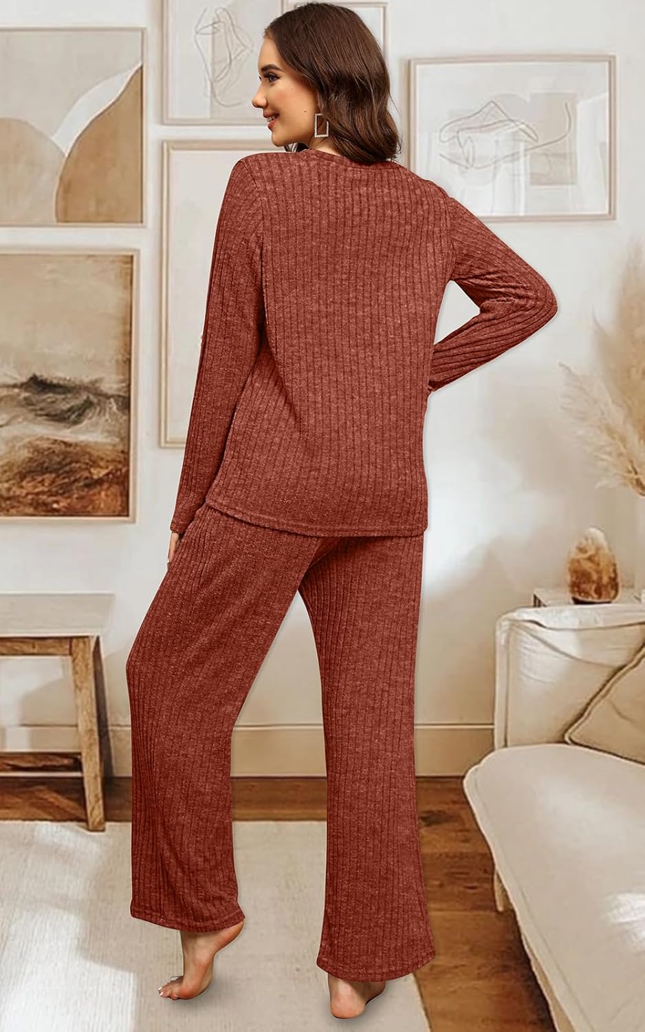 WIHOLL Womens Two Piece Outfits Lounge Sets Cozy Sweater Loungewear with Pockets 2026 - Image 4