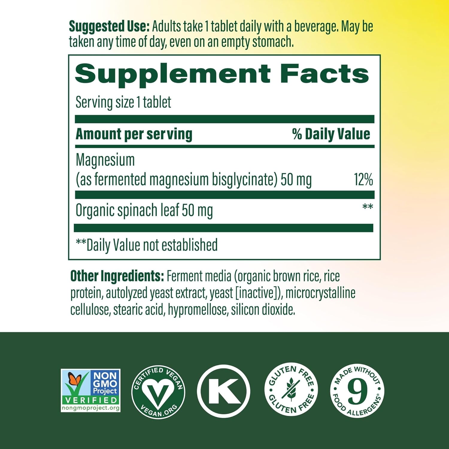 MegaFood Magnesium Supplement with Fermented Magnesium Glycinate - Chelated - Supports Heart & Nervous System - Vegan Gluten-Free Non-GMO Kosher - Made Without 9 Food Allergens - 60 Tablets - Image 2