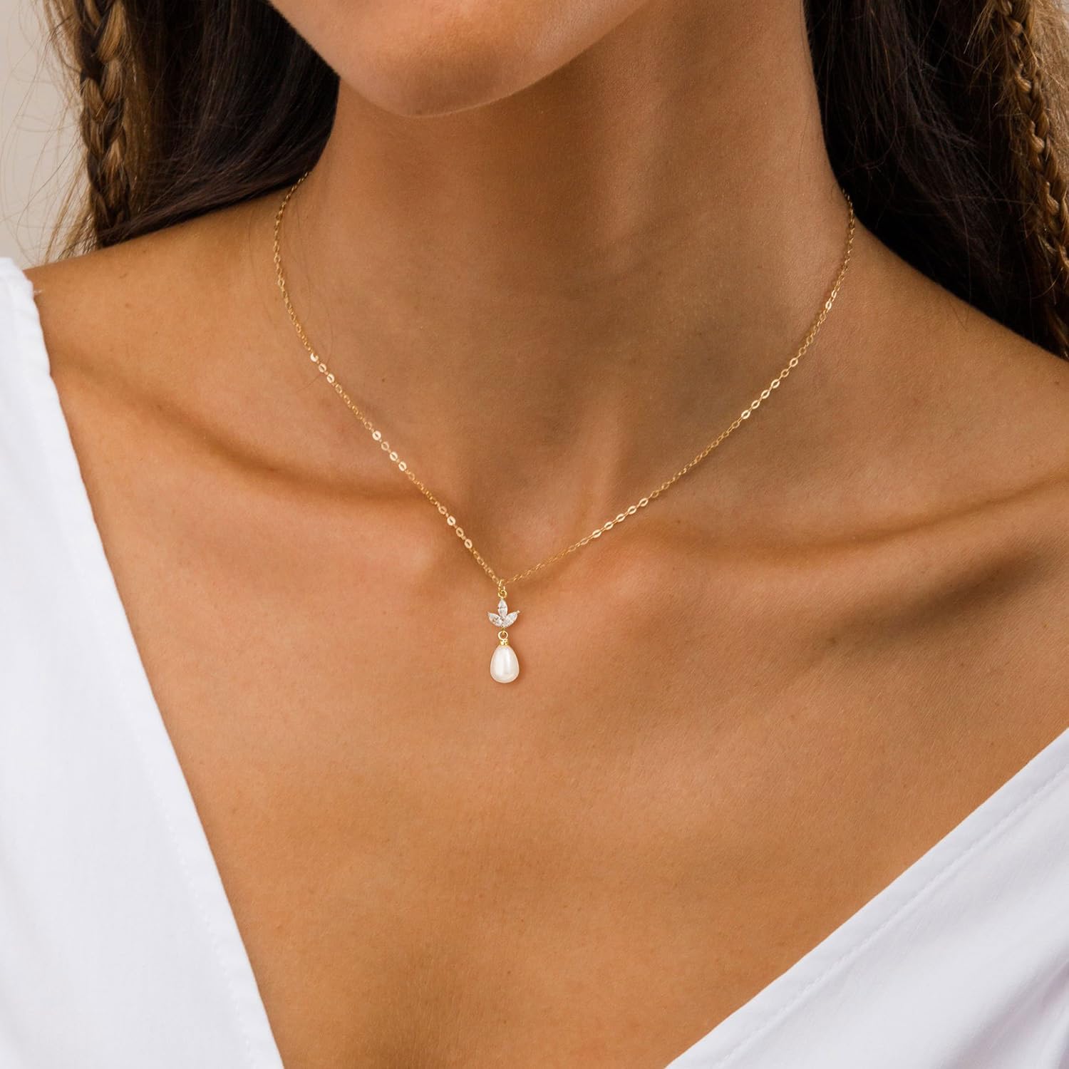 Pearl Necklace for Women- 14K Gold-plated/White Gold-plated Dainty Pearl Necklace for Women - Image 2