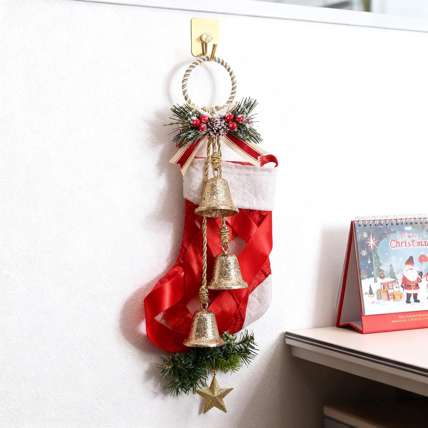 Christmas Bells Decorations Jingle Bell，Hanging Decorative for Door,Wall, Bedroom, Living Room,Tree Ornaments for Home Decor, Wreath, Door Hanging,Cluster Decorative Bells (Glittering Gold)