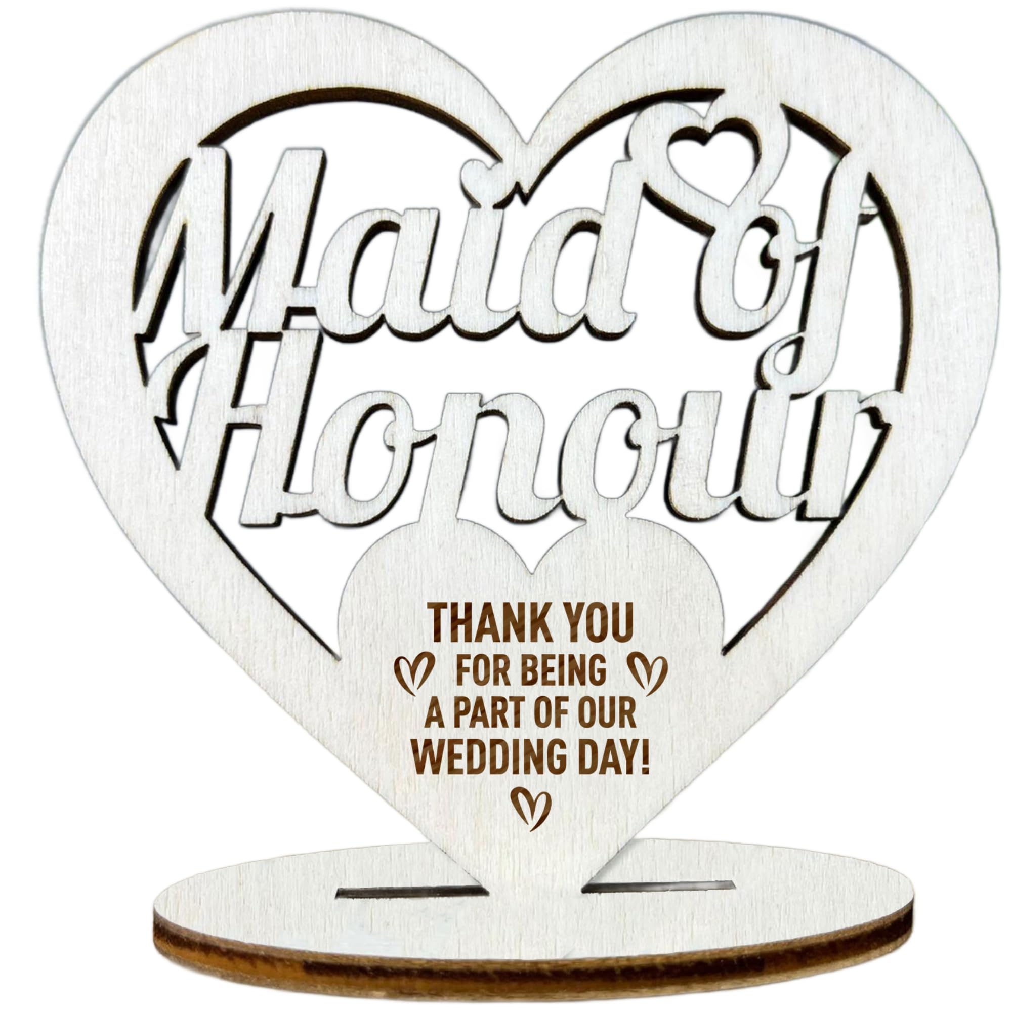 Thank You Gift For Maid Of Honour Wood Standing Heart Maid Of Honour Gifts Wedding Gift Keepsake