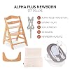 hauck Alpha+ Newborn Set Deluxe - Baby Wooden High Chair from Birth with Reclining Function - Includes Attachment for Newborns & Seat Cushion - Grows with Your Child - Adjustable - Natural