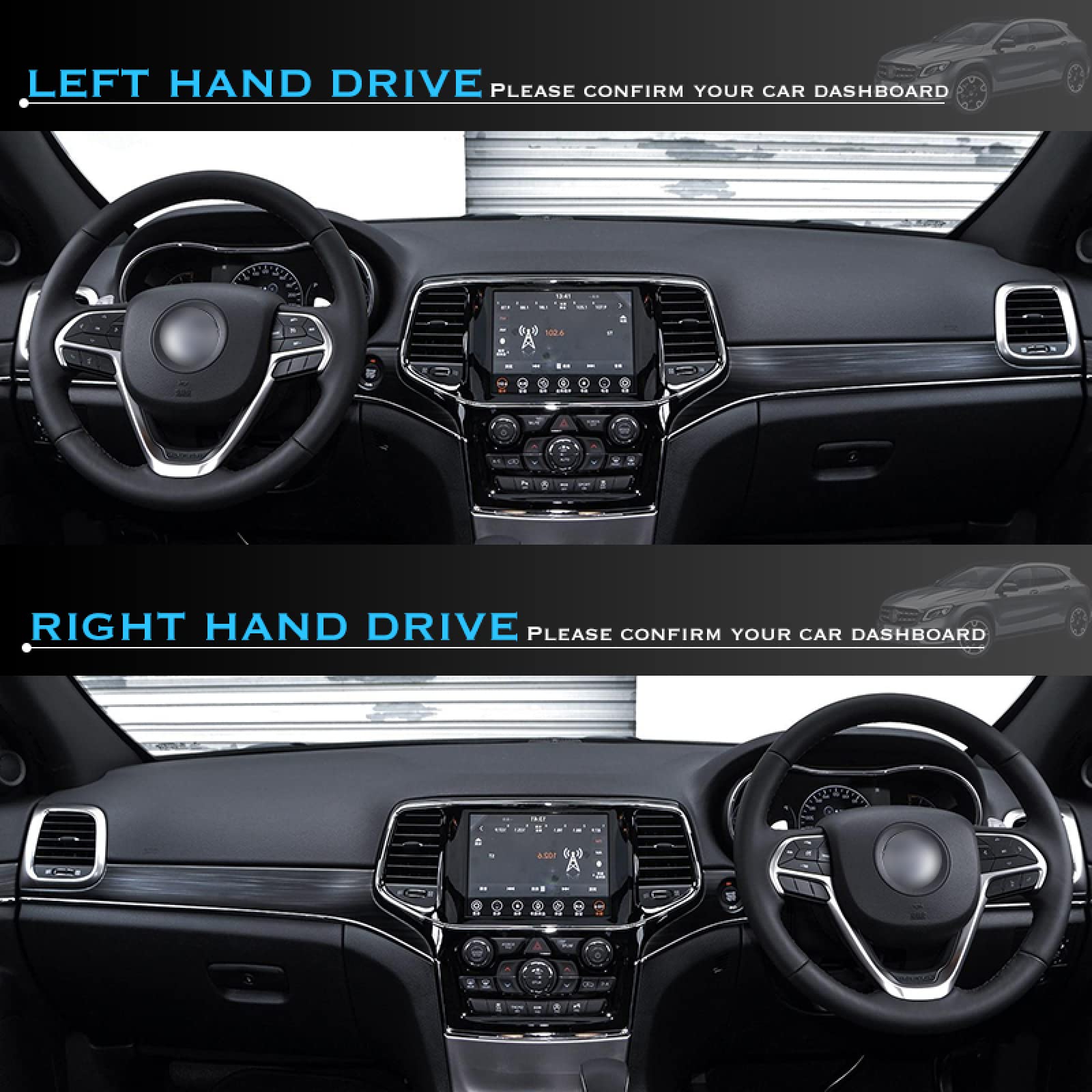 Housse Protection Tableau De Bord Jeep Grand Cherokee WK2 2011-2020 – Tapis Anti-UV, Anti-Reflet & Anti-Fissure Noir