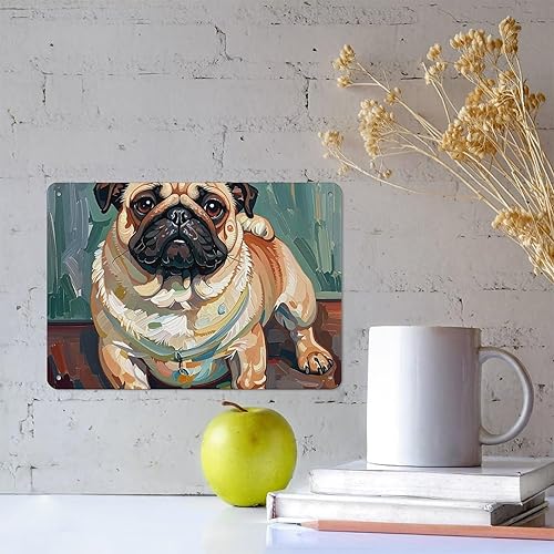 Miniatura 5 de QWJKM Cartel de hojalata de metal con diseño de perro Bago, diseño retro, letrero de hojalata de hierro vintage, placa rectangular de metal para