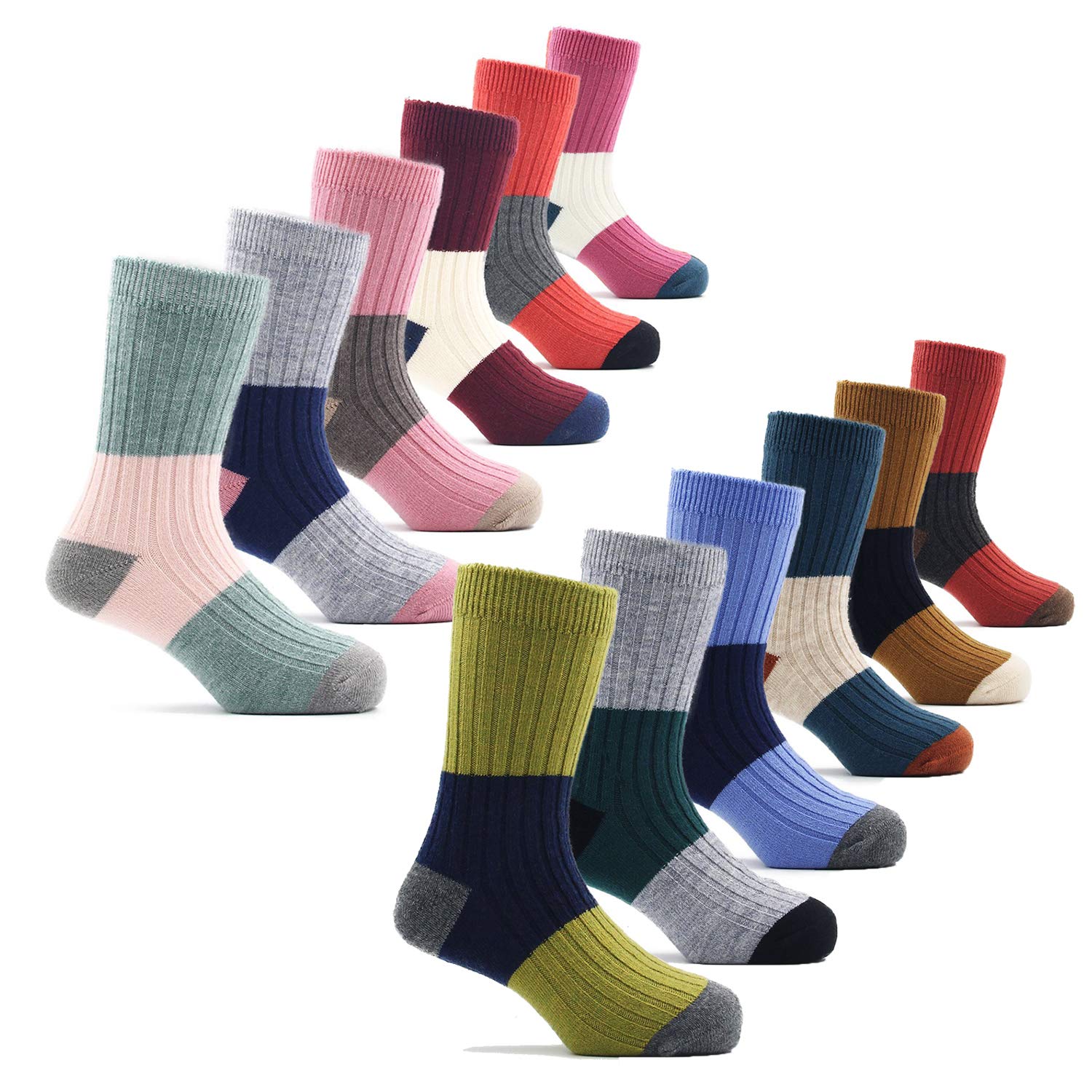 HowJoJo Mädchen Wollsocken Kinder Crew Nahtlos Winter Warme Thermosocken 6er Pack