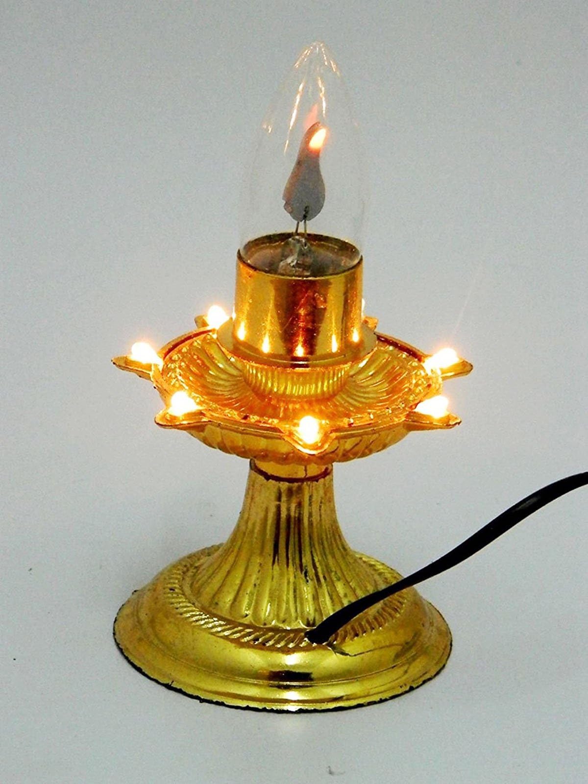 VRCT 7 Deep Flicker Jyoti Bulb for Temple, Diwali and Home Decoration (Gold)