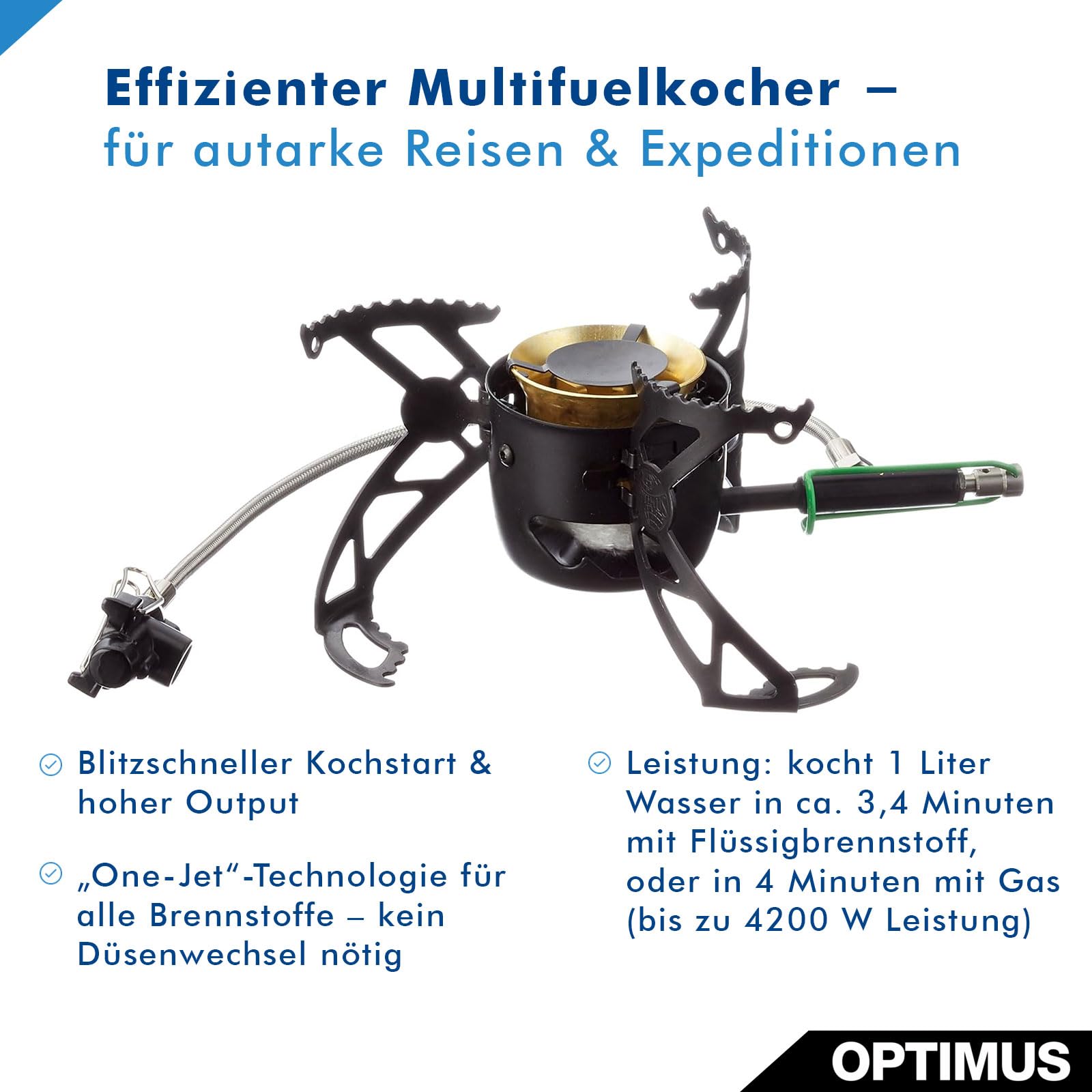 Relags 8019229 Optimus Multifuelkocher Polaris Optifuel Kocher, Schwarz, One Size, 3300 Watt