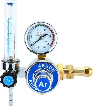 YaeTek Argon Regulator With Flowmeter TIG Welder MIG Welding CO2 Regulator 0 to 25 L/MIN - 0 to 25 MPA Pressure Gauge CGA580 Inlet Connection Gas Welder Welding Regulator with Built-In Flow Meter