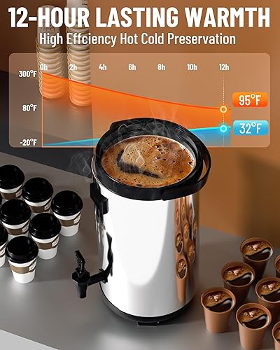 Miniatura 3 de WantJoin Dispensador de bebidas aislado, urna de agua caliente y fría para 75 tazas, para catering, dispensador de bebidas calientes de acero