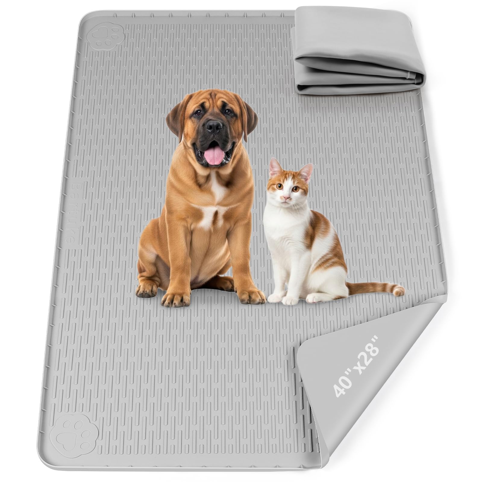Pee Pad Holder, Kalolary Silicone Dog Training Mat – Waterproof Non-Slip Tray for Indoor Puppy Training & Housebreaking Floor Protection (Gray（101*71cm）)