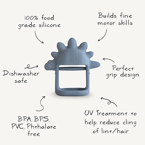 Miniatura 9 de mushie Juguete mordedor de dinosaurio sin gota para bebé de silicona