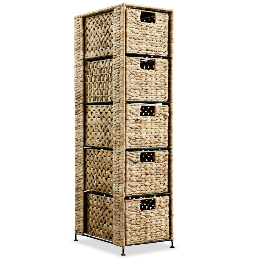 Homgoday Armoire de rangement 5 paniers 25,5 x 37 x 100 cm, jacinthe d'eau, peu encombrante, armoire d'extérieur, mobilier extérieur, balcon pour salon, bureau, chambre à coucher, salle de bain