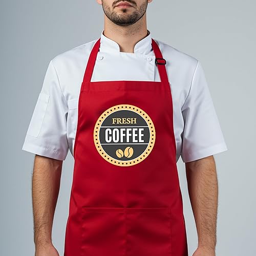 Miniatura 7 de Delantal con logotipo personalizado, nombre personalizado, delantales para fotos para hombres y mujeres, babero de chef ajustable impermeable con 2