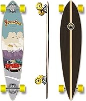 Vista 5 de Yocaher Patinetas completas Pintail Longboard con cinta de agarre premium, camión de aluminio, rodamientos ABEC-9, ruedas de patineta de 2.81