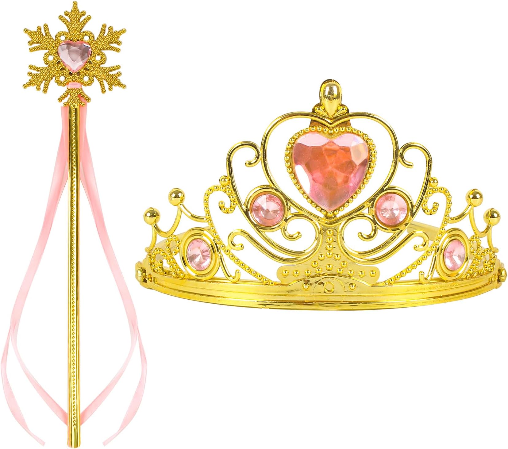 Princess Dress Up Princess Wands Tiaras and Crowns for Little Girls Snowflake Wand Set Pink