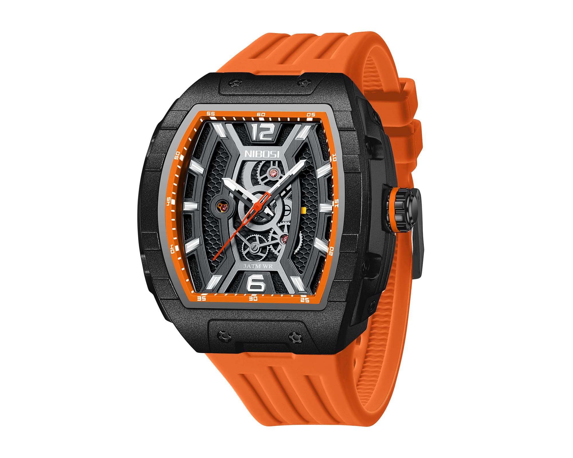 NIBOSI Orologio da polso da uomo quadrato impermeabile digitale analogico al quarzo da lavoro casual in silicone