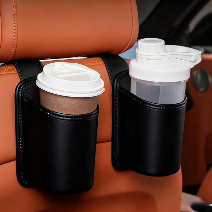 Portavasos para asiento de carro 2 piezas de piel Nappa miniatura 6