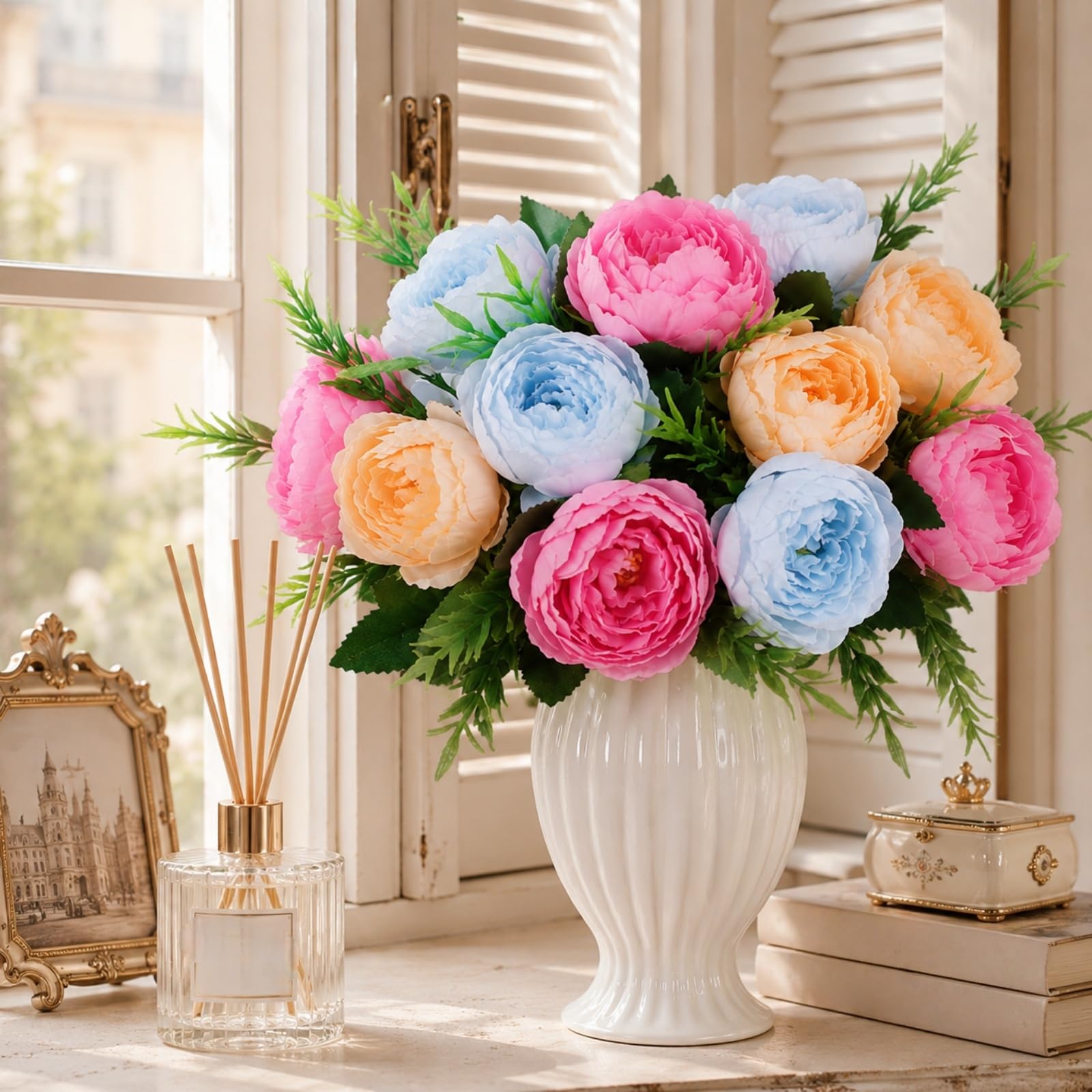 astylishome Artificial Flowers Fake Silk Faux Artificial Bouquet of Flowers for Wedding Party Table Centerpieses Arrangements F4841 — image 1