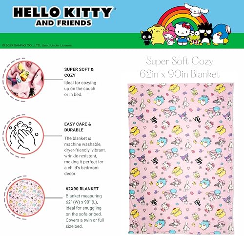 Miniatura 47 de Collectibles Hello Kitty & Friends - Manta súper suave y acogedora, 62 x 90 pulgadas, (producto oficial) por Franco