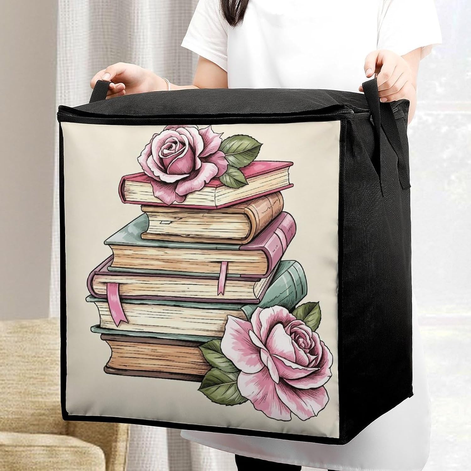 Colorful Storage Bags Moving Bags Storage Bins | Comforter Storage Bag Reinforced Handles & Zippers Foldable Closet Organizers and Storage for Blanket Pillow Clothes