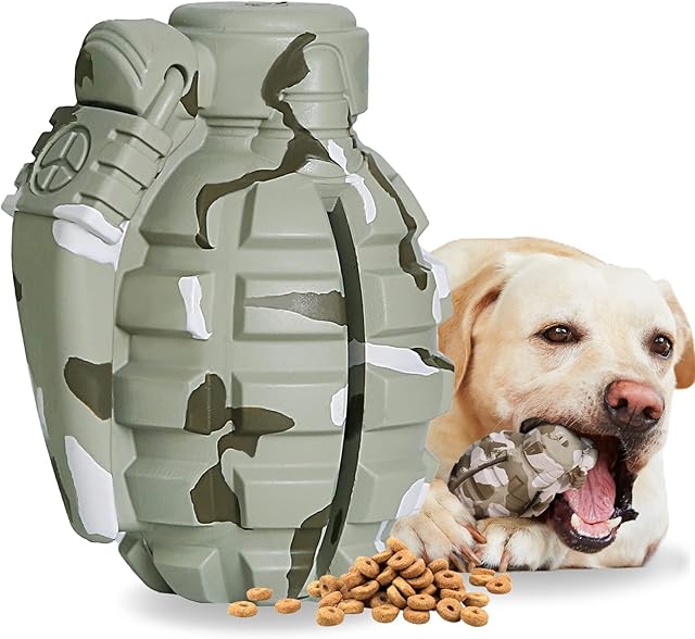 SUNNEKO Indestructible Dog Toys for Large Medium Dogs - Interactive Treat Dispensing Dog Toy - Tough Dog Chew Toys for Boredom - Durable Rubber Chew Ball for Extreme Chewers (Camouflage color)
