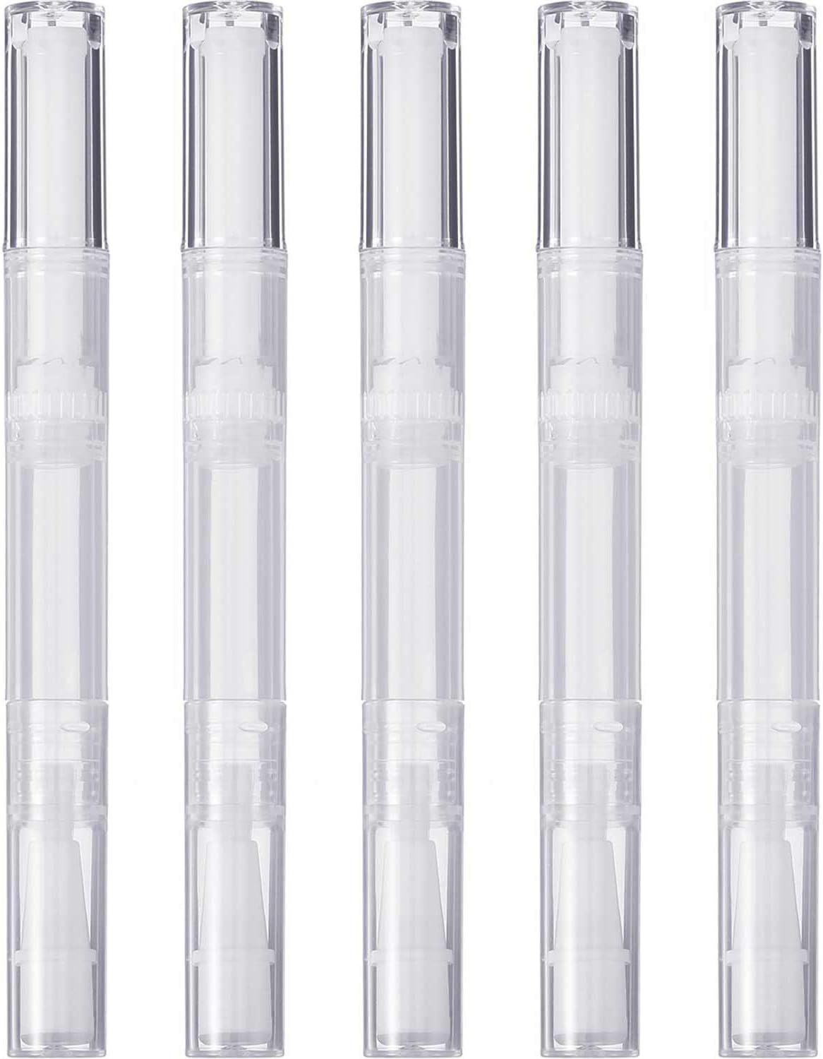 5 Pack 3 ml Transparent Twist Pens Empty Nail Oil Pen with Brush Tip, Cosmetic Lip Gloss Container Applicators Eyelash Growth Liquid Tube