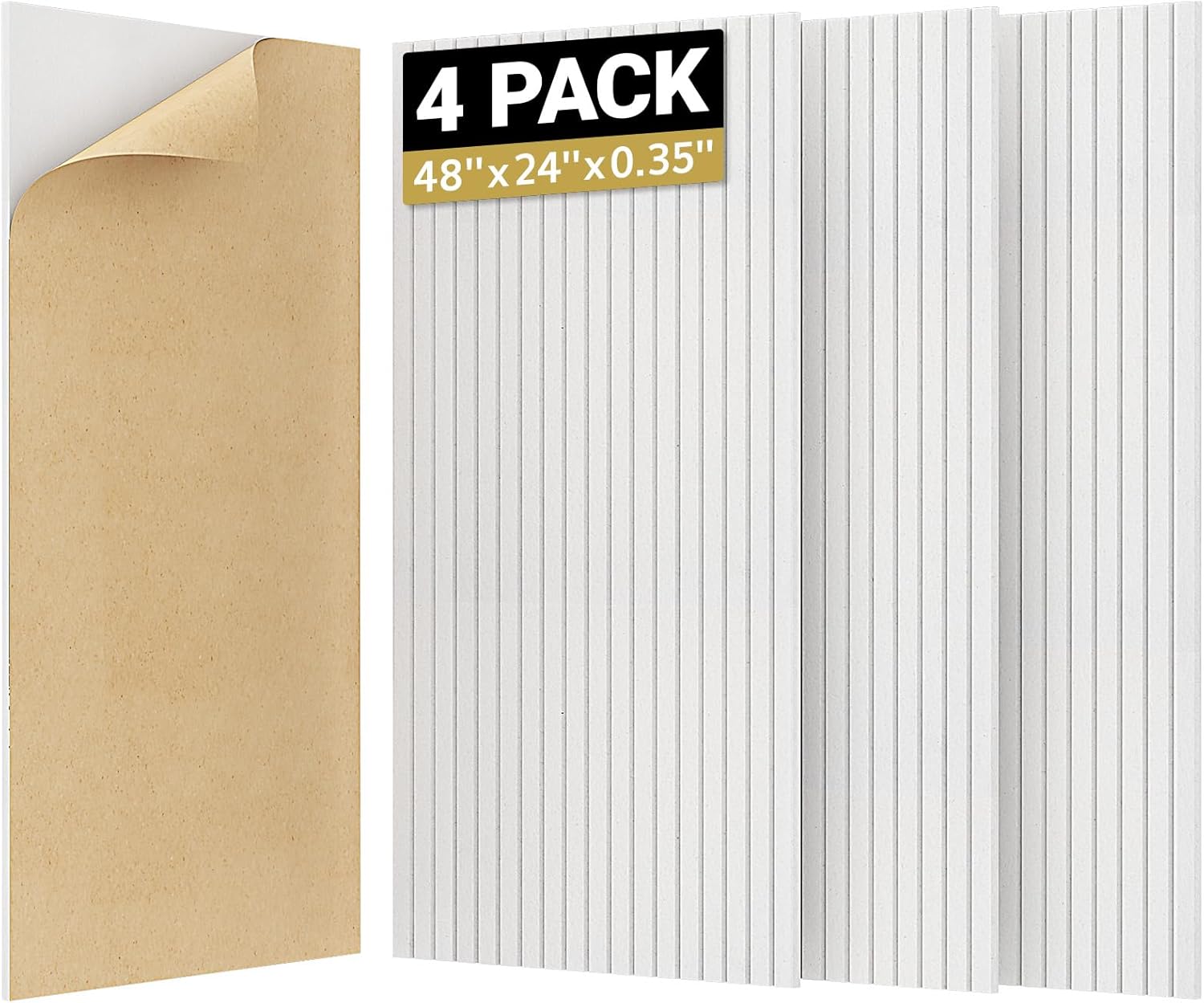TONOR 4 Pack Large Acoustic Panels,47.2" X 23.6" X 0.35" Acoustical Wall Panel, Self-Adhesive Sound Proof Panels, Decorative Soundproof Wall Panels for Echo Absorption for Home Studio Office, White 4PCS 48" X 24" X 0.4" White