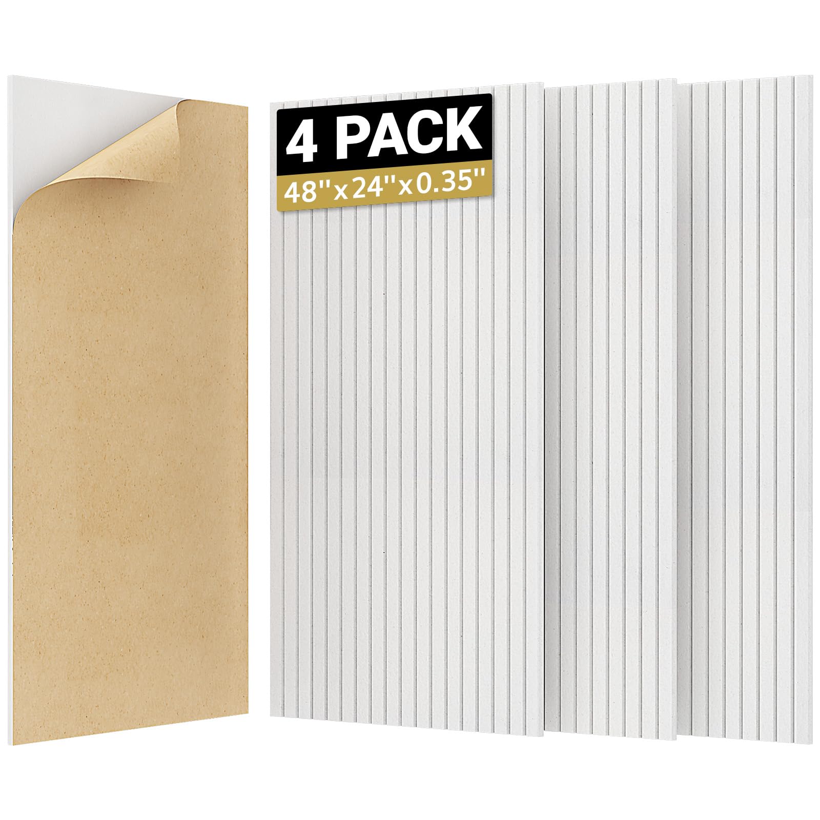 TONOR 4 Pack Large Acoustic Panels,47.2'' x 23.6'' x 0.35'' Acoustical Wall Panel, Self-Adhesive Sound Proof Panels, Decorative Soundproof Wall Panels for Echo Absorption for Home Studio Office, White — image 1