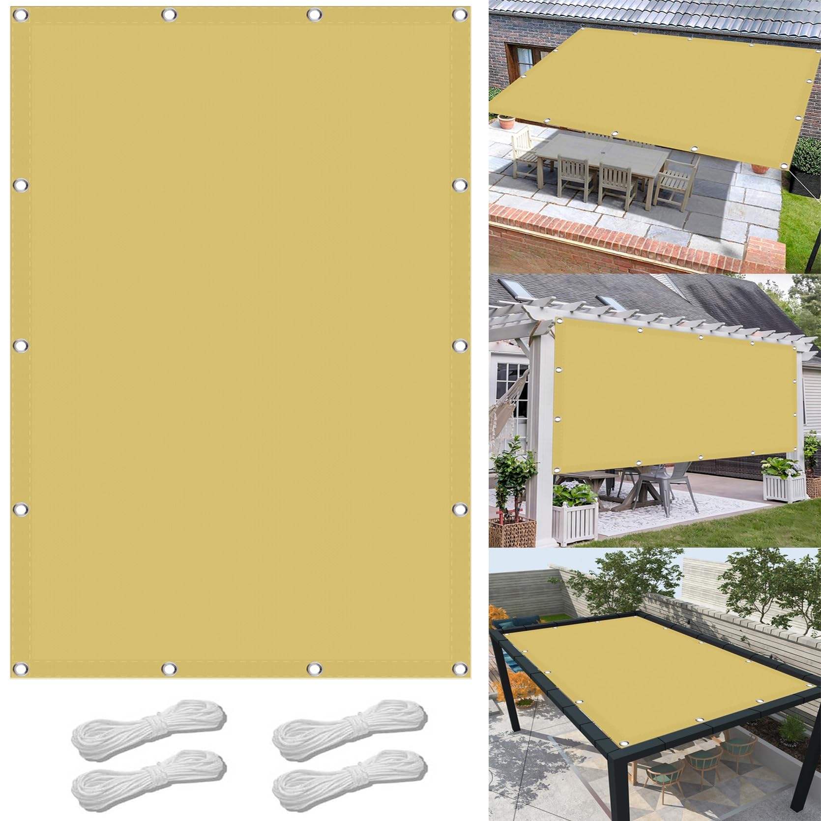 WQPMNYG Waterproof shade sail Waterproof Shade Cloth with Grommets 180 x 180 cm Sun Protection Sail Shade for Balcony Carports Custom Cream Color