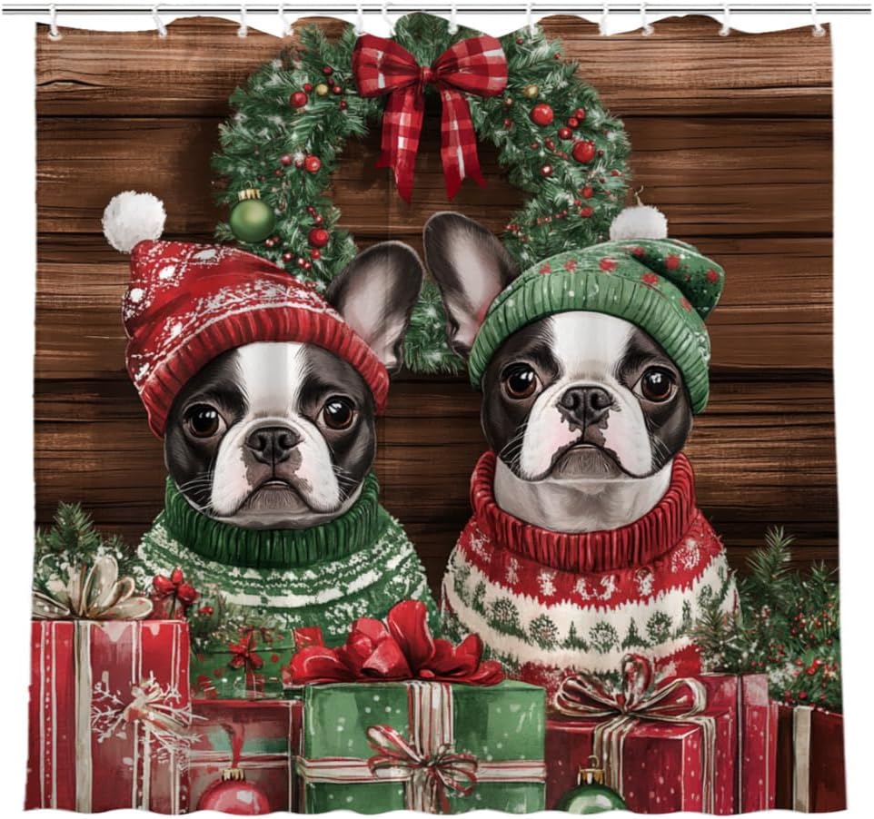 Christmas Corgi Shower Curtain Animal Funny Snowflake Winter Holiday Festival 72x72(WxH) Inches Bathroom Decor Fabric Curtain with 12 Hooks