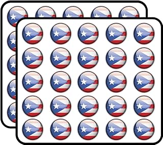 Puerto Rico Glossy Flag Map Label Sticker for Scrapbooking, Calendars, Arts, Kids DIY Crafts, Album, Bullet Journals 50 Pack