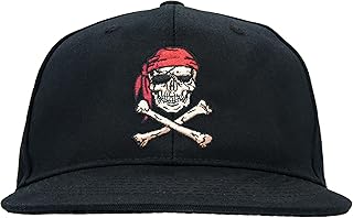 Embroidered Cool Skull Hat for Men Unisex Flat Brim Snapback Hat Baseball Cap Fitted Trucker and Adjustable Rock Hip Hop Caps