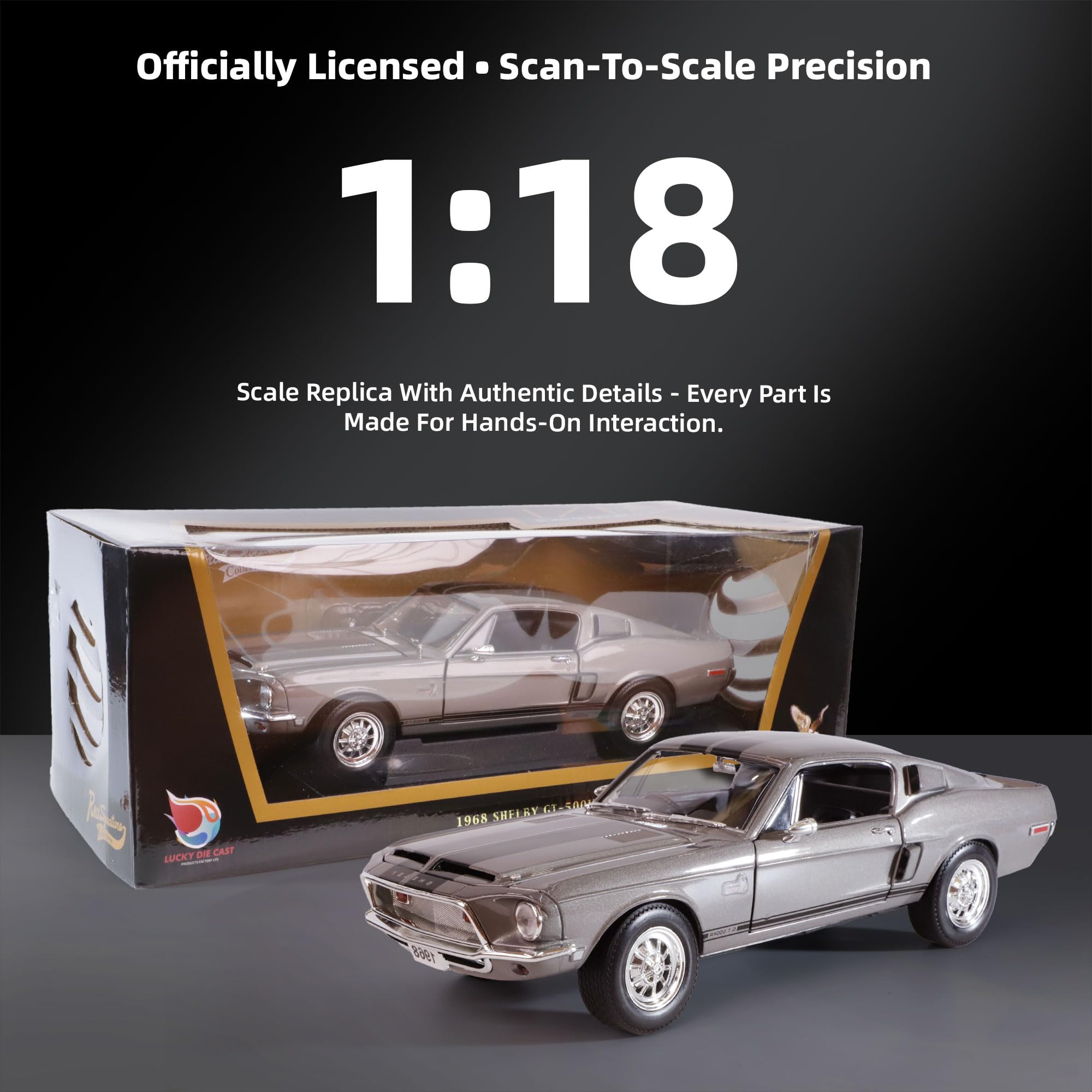 Amazon.com: LUCKY DIE CAST 1968 Ford Shelby Cobra GT-500KR 1:18