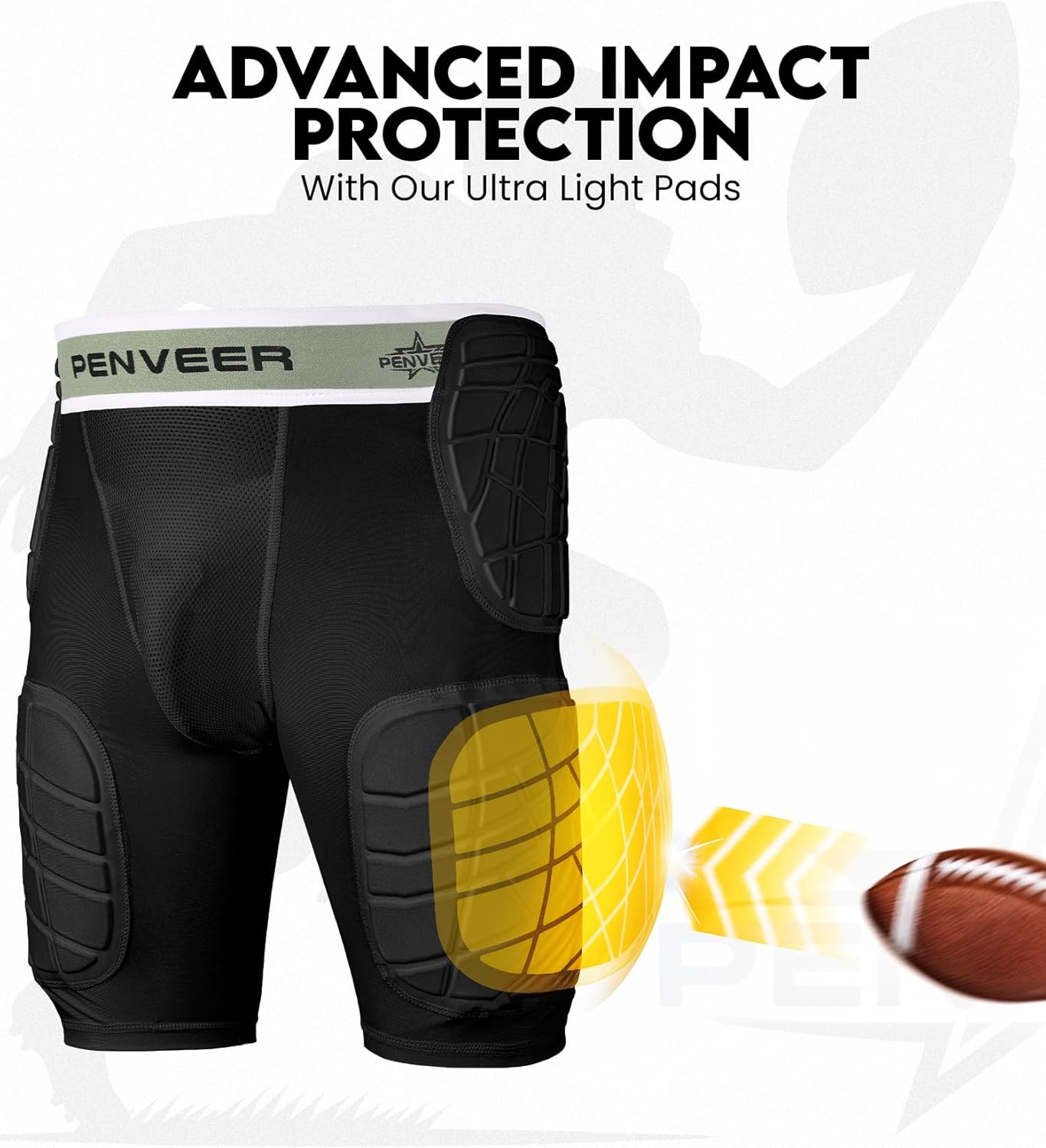 5.0 Football Girdle for Men & Boys with Cup Pocket - Padded Compression Shorts with Integrated Hip, Thigh & Tailbone Pads for Maximum Protection - Image 4