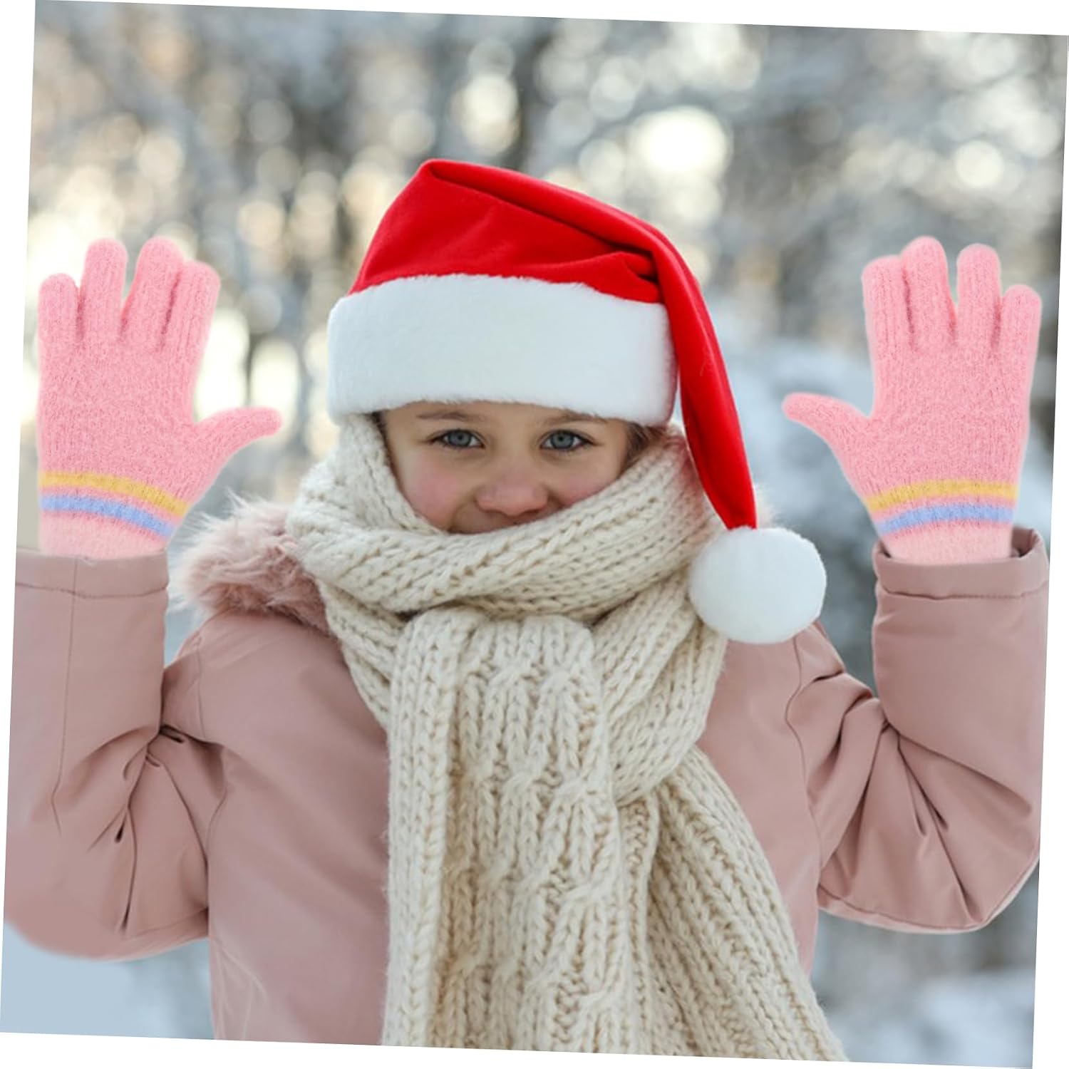 Ipetboom Boys and Girls Winter Knitted Gloves Boy Girl Gloves Warm Full Hands Mittens for