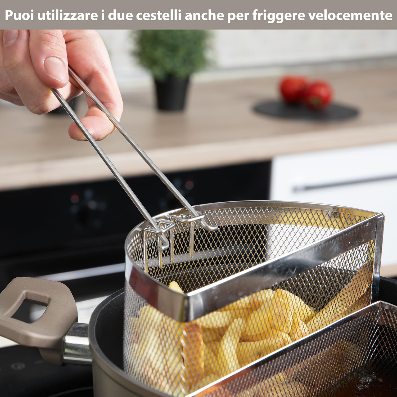 Pentola pasta 22 cm tortora con 2 cestelli e coperchio