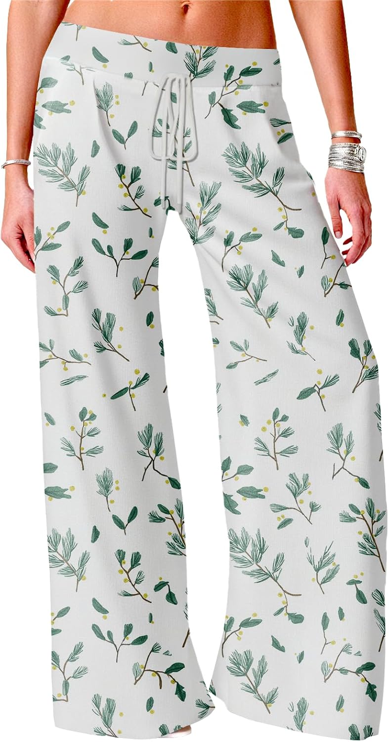 Wide Leg Trousers Women Drawstring Trousers Flowy Work Pants with Pockets Fashion C...