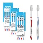 Amazon Basics SoftBristle Sensitive Toothbrush for Adults, Multicolour | 12-Count (4 × 3 Packs) | Ultra-Soft Bristles for Gentle Cleaning & Sensitive Teeth