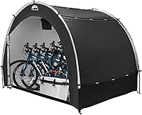 Vista 9 de Happy Travel Carpa Cobertizo de Almacenamiento de Bicicletas, Refugio Cubierta Impermeable para Bicicletas al Aire Libre con Ventana para 2/3/4/6