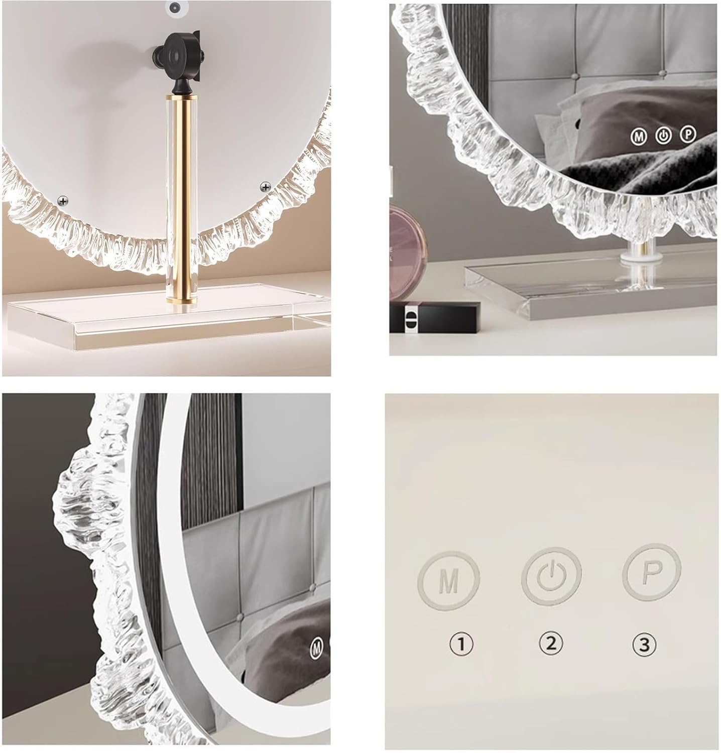 卓上ミラー ライト付き 丸型 化粧鏡 照明つきバニティミラー 女優ミラー 卓上 Led化粧鏡 卓上ミラー 卓上鏡 ライト付きミラー 女優ミラー  卓上ミラー ライト付き 大きい 丸型 三色調光 鏡 led ライト付きミラー 化粧鏡 おしゃれ メイク アップ ミラー 充電式 角度調整可能 ...