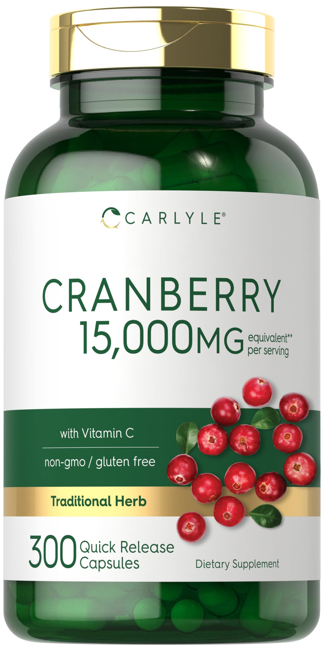 Cranberry Pills 15000mg | 300 Capsules | Herb Extract Supplement | for Women and Men | with Vitamin C | Non-GMO & Gluten Free